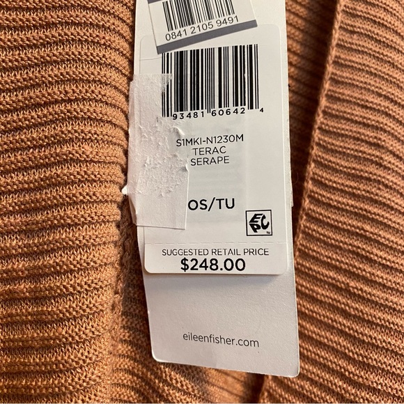 Eileen Fisher Camel Linen Poncho Shawl One Size - Picture 10 of 10